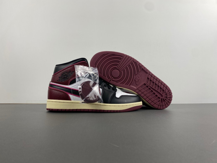 Women''s Air Jordan 1 Mid SE Sail Black Active Pink FQ7818-101