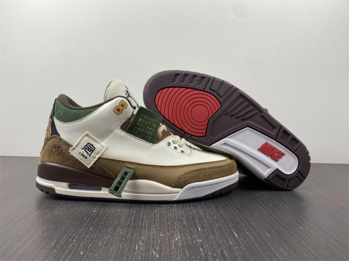 Air Jordan 3 Retro SE White Dark Brown Green 398614-500