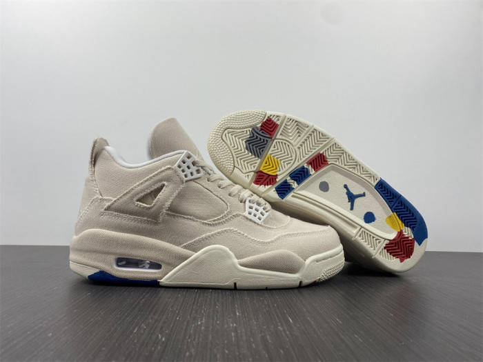 Air Jordan 4 Womens Canvas Sail Cement Grey DQ4909-100