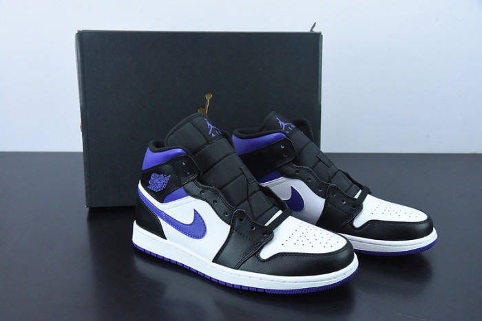 Air Jordan 1 Mid White Black Purple 554724-095